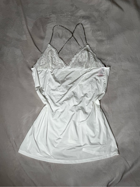 La SENZA Other - La SENZA White Lace Chemise with Crisscross Beaded Straps